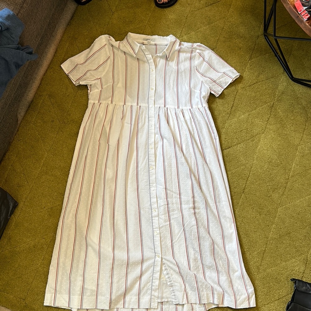 Madewell button down short sleeve midi dress. Size L. New